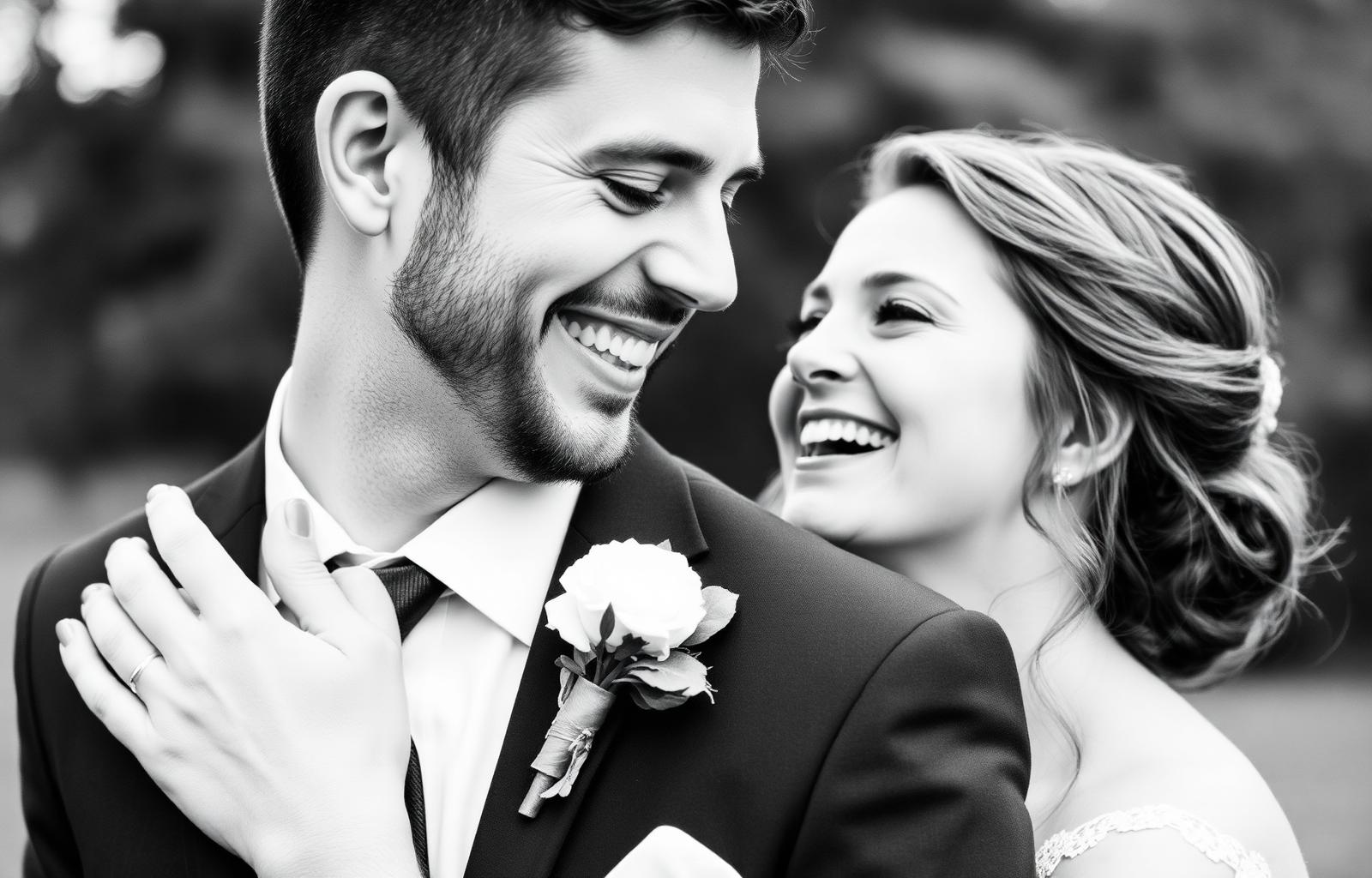 Portrait des mariés rieurs
